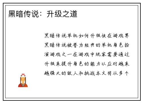 黑暗传说：升级之道